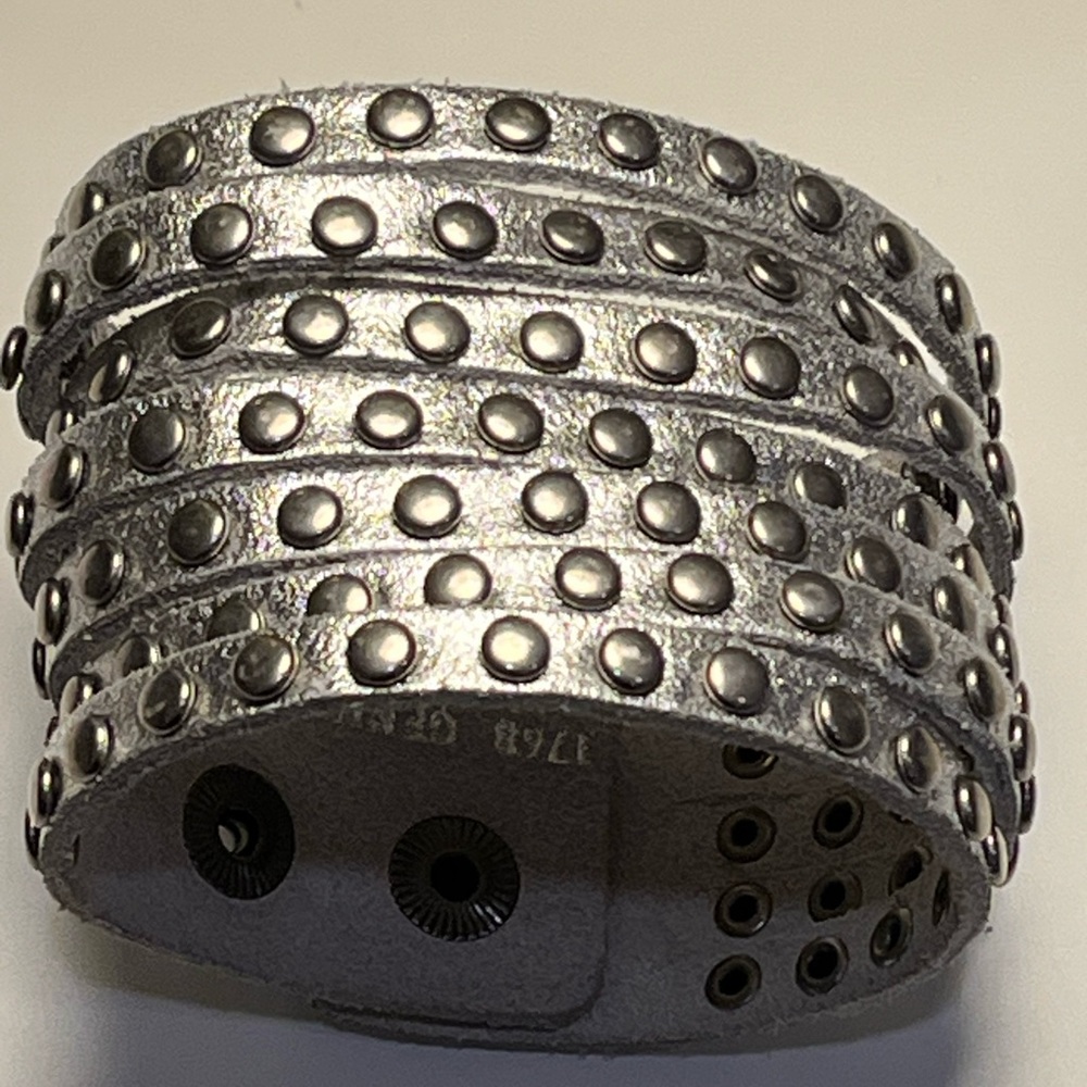 Silver Studded Leather Cuff Bracelet